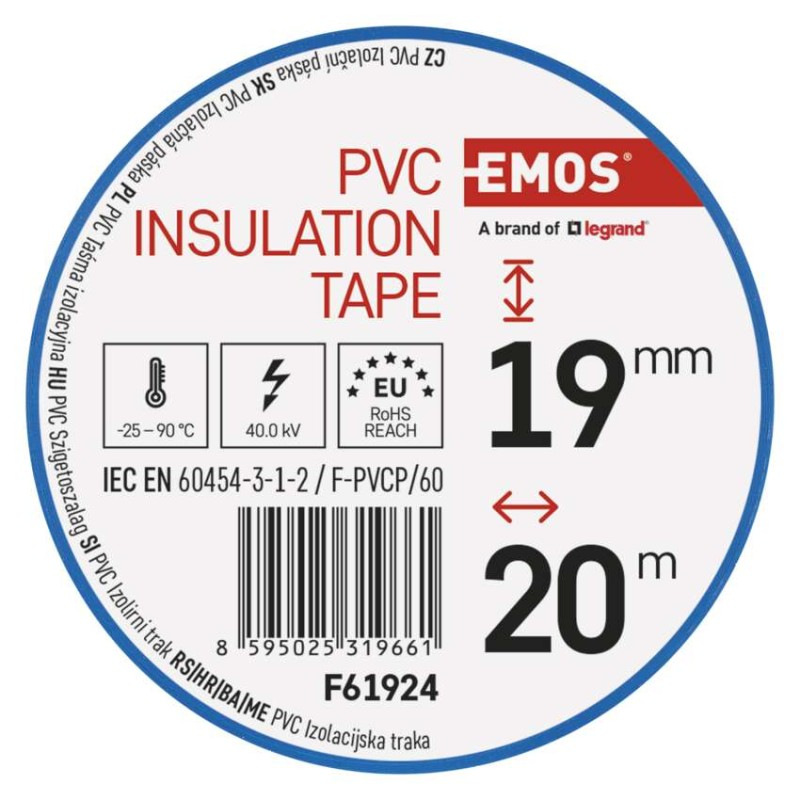 Izolačná páska PVC 20m/19mm modrá   F61924 3