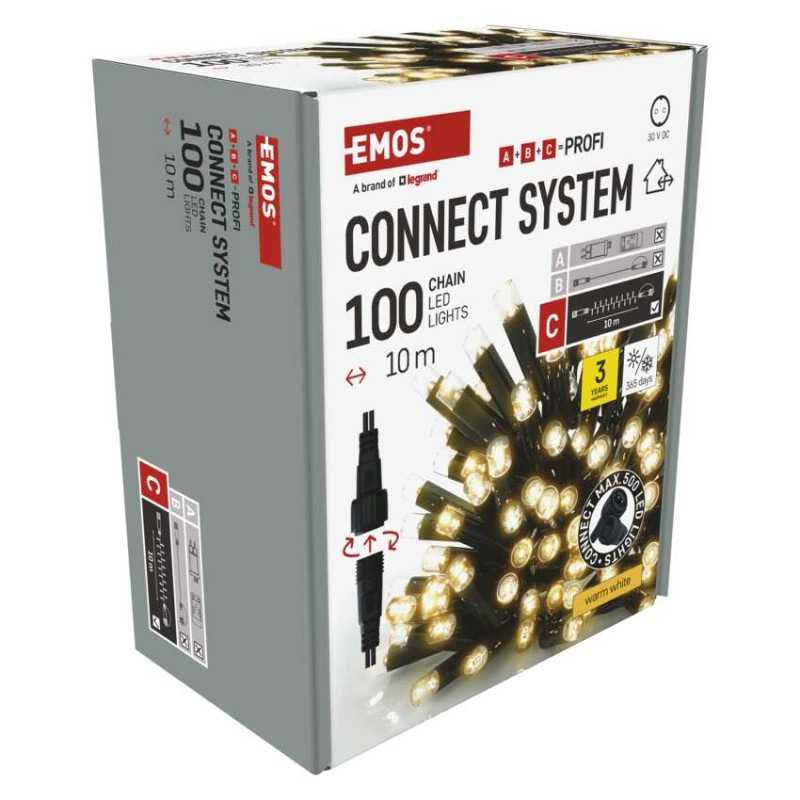 PROFI-CONN CHAIN 100LED 10M-BLACK IP44 W 14
