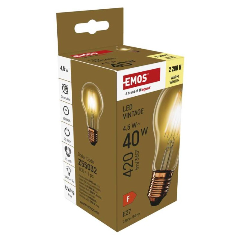 LED VNT A60 4,5W(40W) 420lm E27 WW+ 10