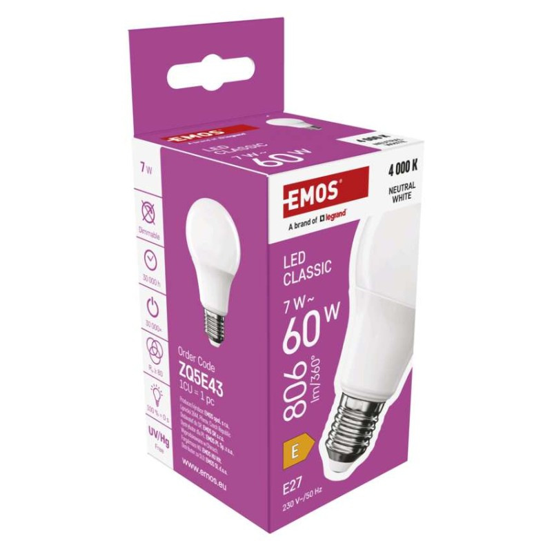 Žiarovka LED CLS A60 7W E27 NW ZQ5E43 EMOS 11