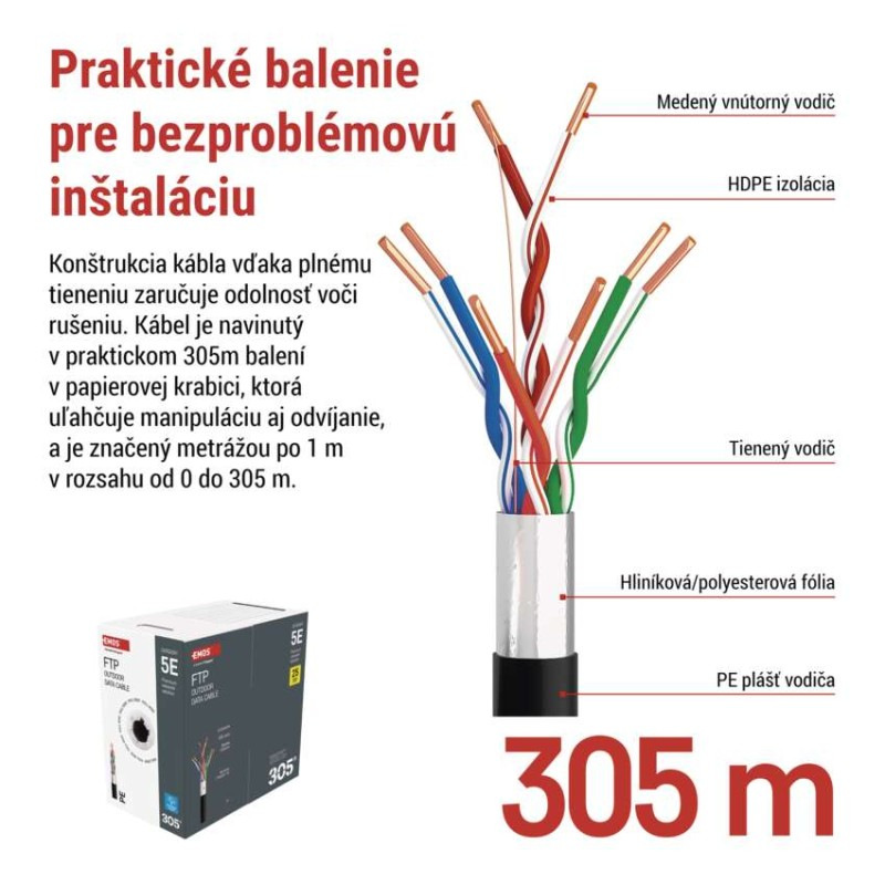 FTP KABEL CAT5E PE OUTDOOR 305M BOX 1
