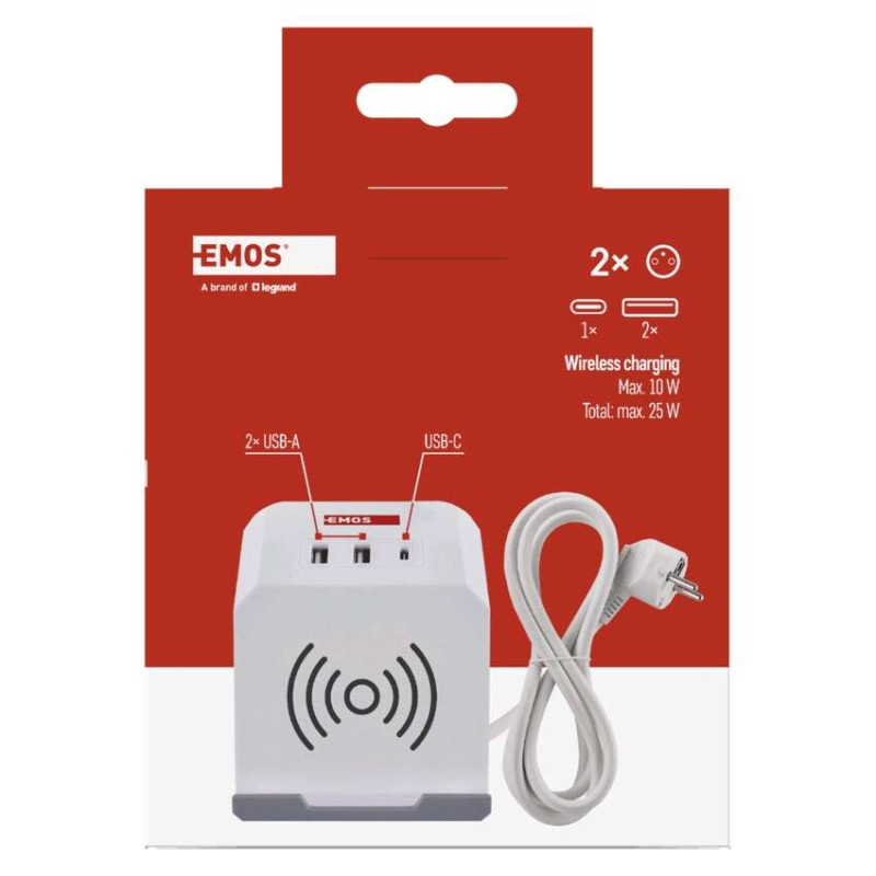 PRODL.KOSTKA 2Z 2M 1,5MM+2×USB A+1×C, Qi 8