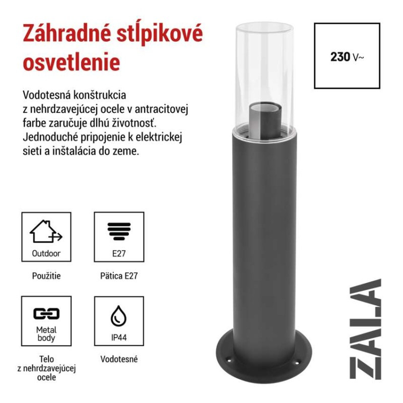 LED ZAHRADNÍ SVÍTIDLO,E27,IP44,MAX 15W,S 2