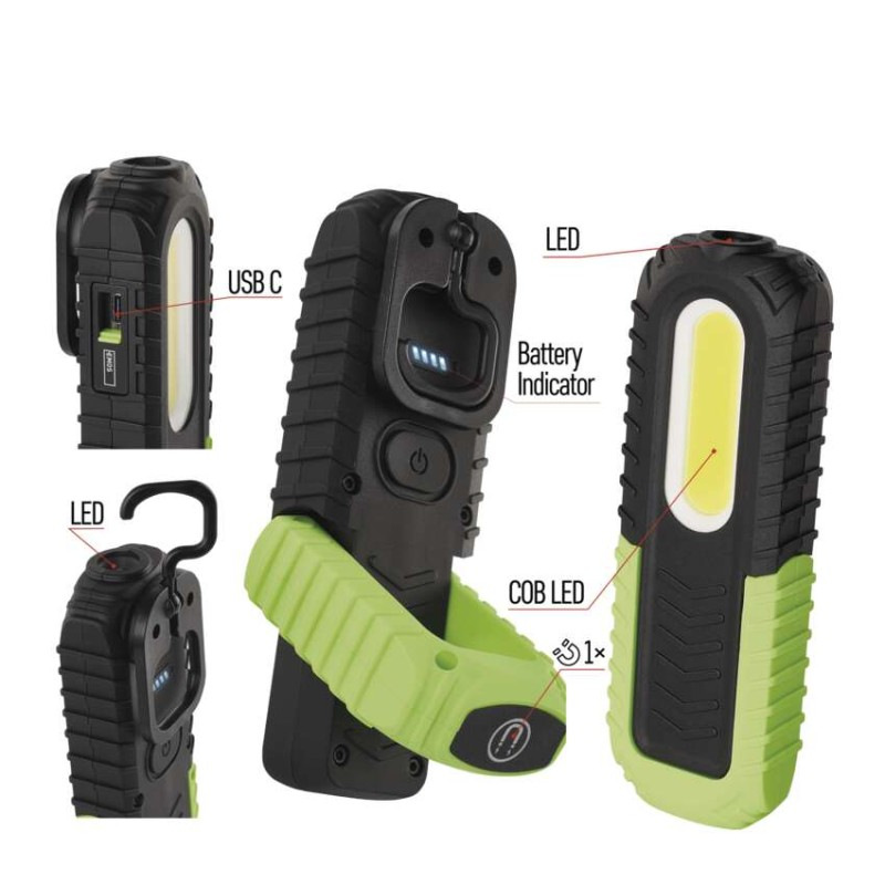 LED NABÍJECÍ PRACOVNÍ SVÍTILNA 5W COB + 4
