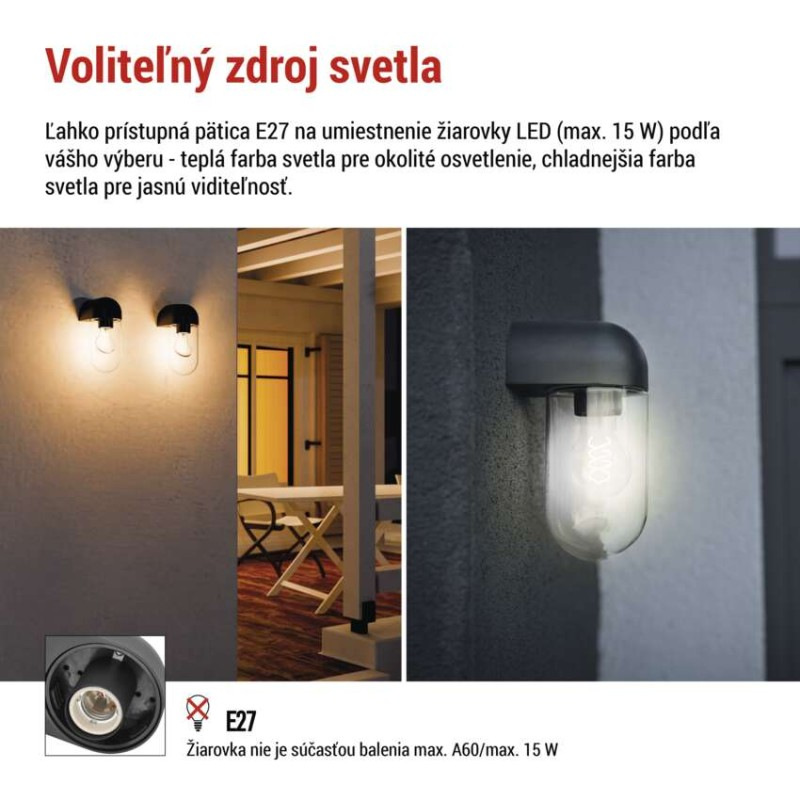 LED ZAHRADNÍ SVÍTIDLO,E27,IP44,MAX 15W,N 3