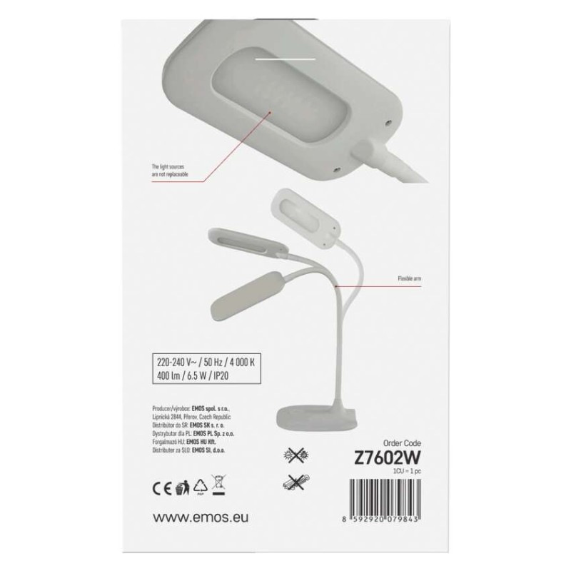 Stolná lampa LED STELLA 400lm, 6,5W, biela Z7602W EMOS 8