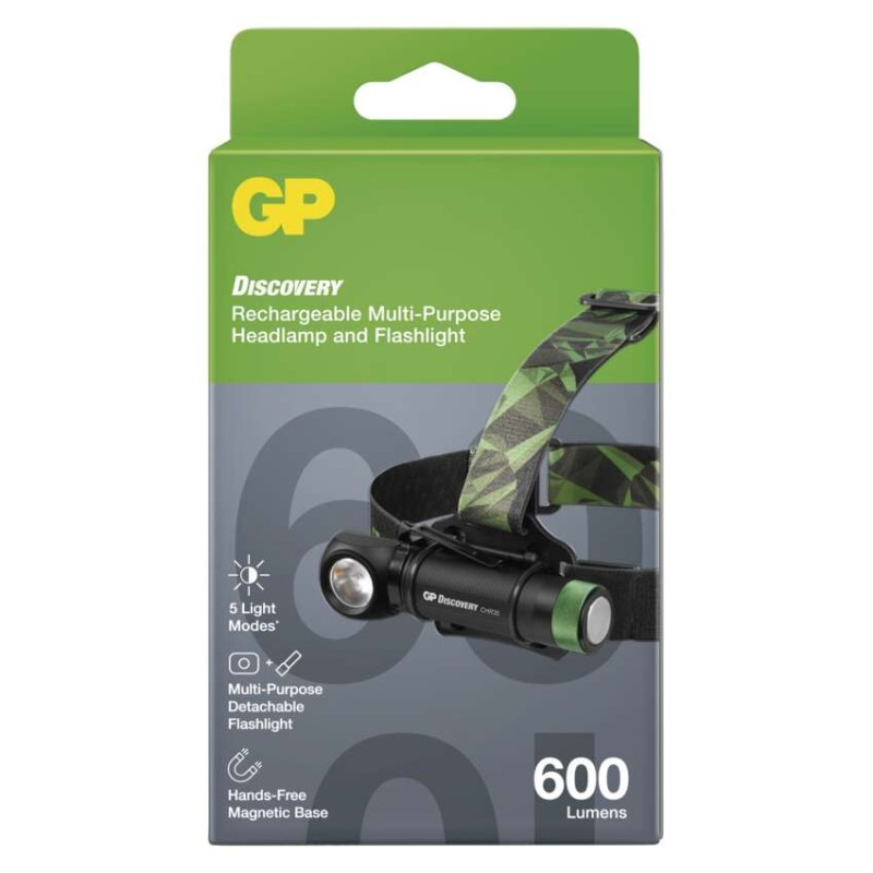 Svietidlo LED nabíjacia čelovka GP Discovery CHR35, 600 lm EMOS