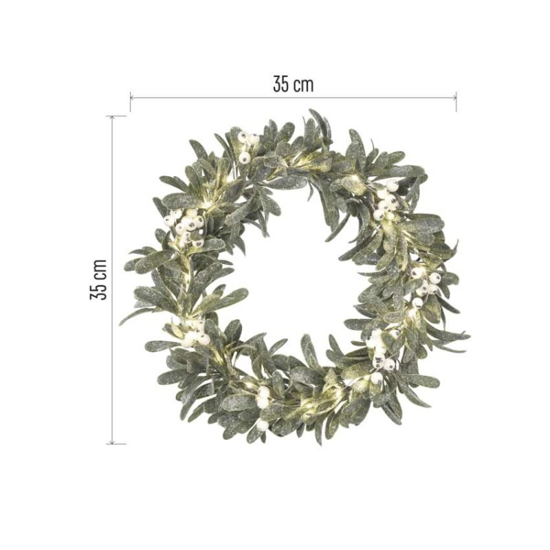 25LED MISTLETOE WREATH 3AA WW 3