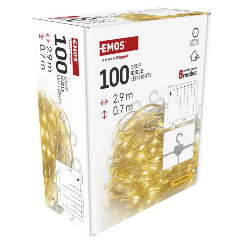 100LED XMAS DROP ICICL MF 2,9M x 0,7M WW 9