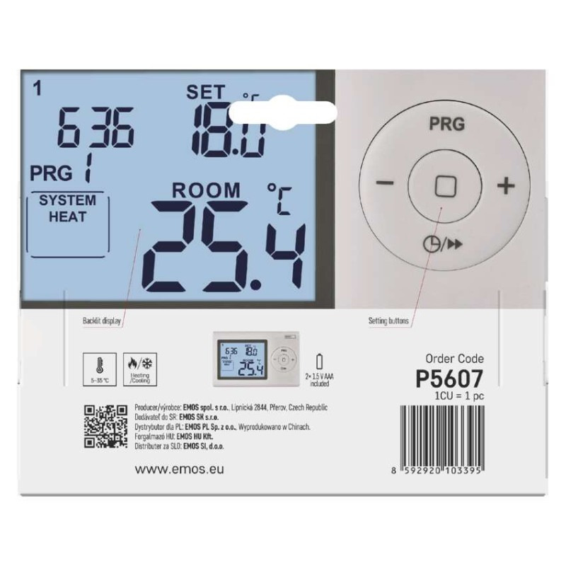 Termostat drôtový manuálny  P5607 programovateľný 10