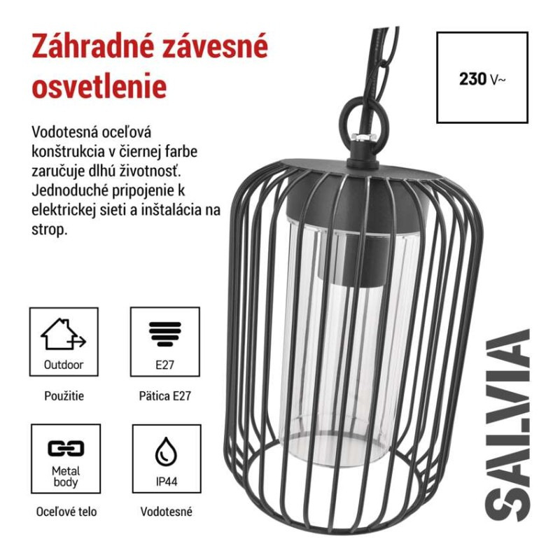 LED ZAHRADNÍ SVÍTIDLO,E27,IP44,MAX 15W,Z 2