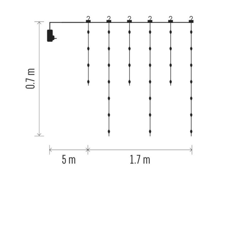 54LED XMAS DROP ICICLE MF 1,7M x 0,7M WW 2