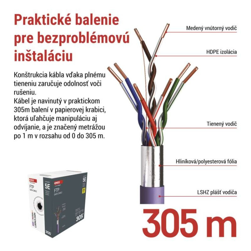 DATOVY KABEL CAT 5E LSZH 305M 1