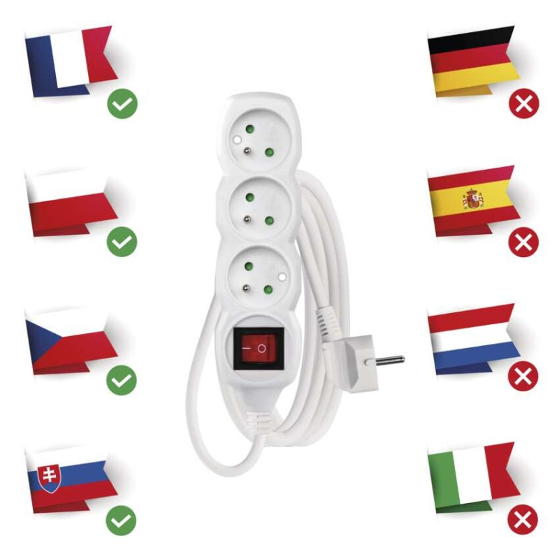 Kábel predlžovací 3Z-3m 3x1,5mm2 s vypínačom P1313R 1902130308 3