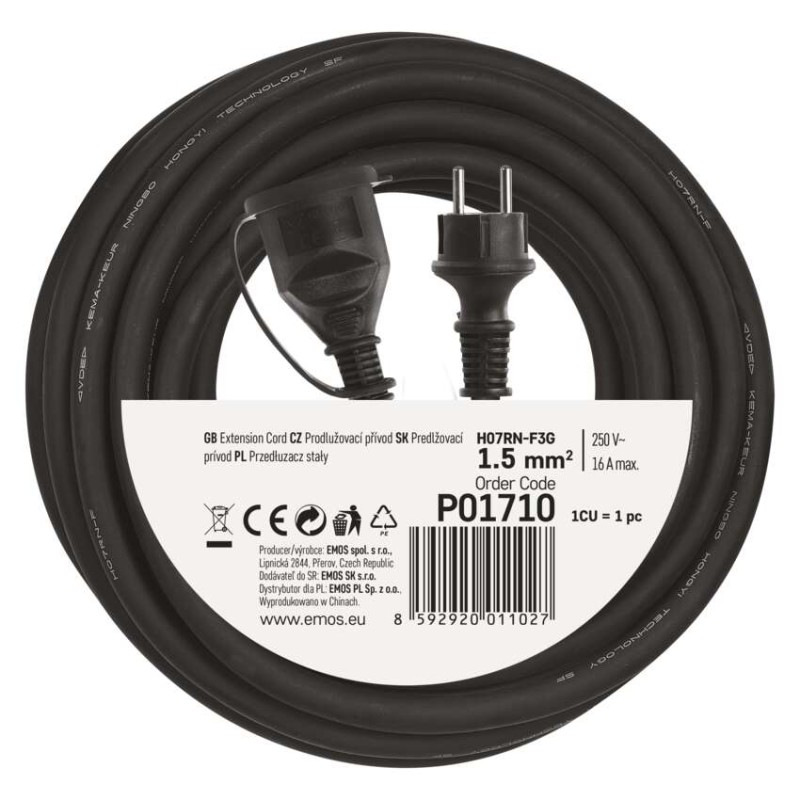 Kábel predlžovací 1Z 10m 1,5mm guma  P01710 9