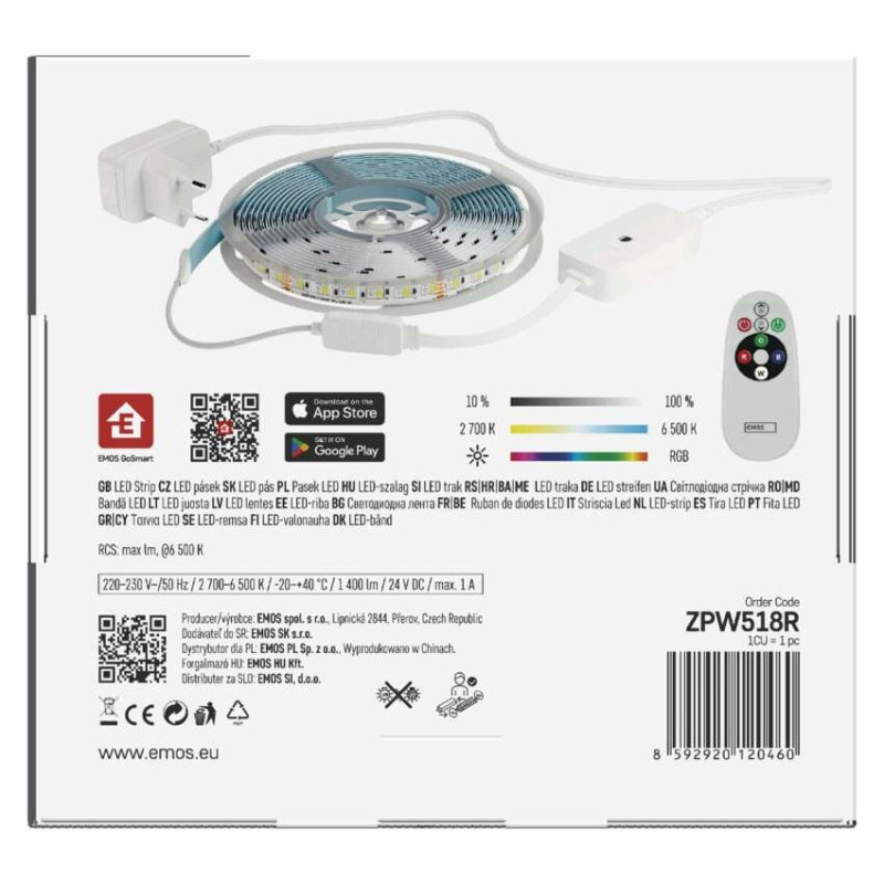LED GOSMART STRIP 22W 1000lm 5m WIFI RGB 8