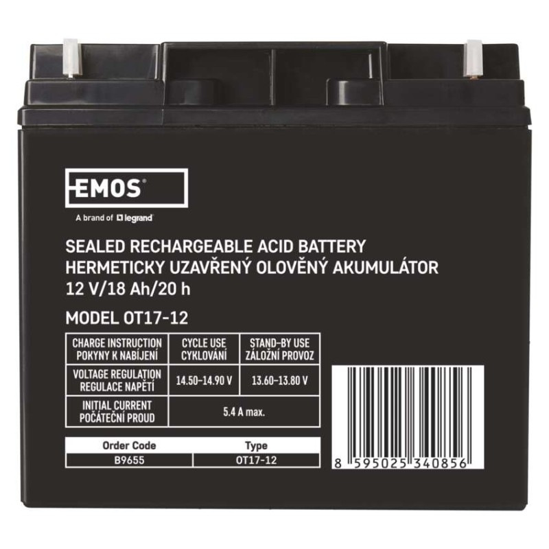 Akumulátor olovený 12V 18 Ah  181×77×167mm B9655 120100090