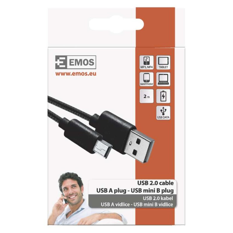 USB 2.0 A/M-MINI B/M 2M ČERNÁ 3