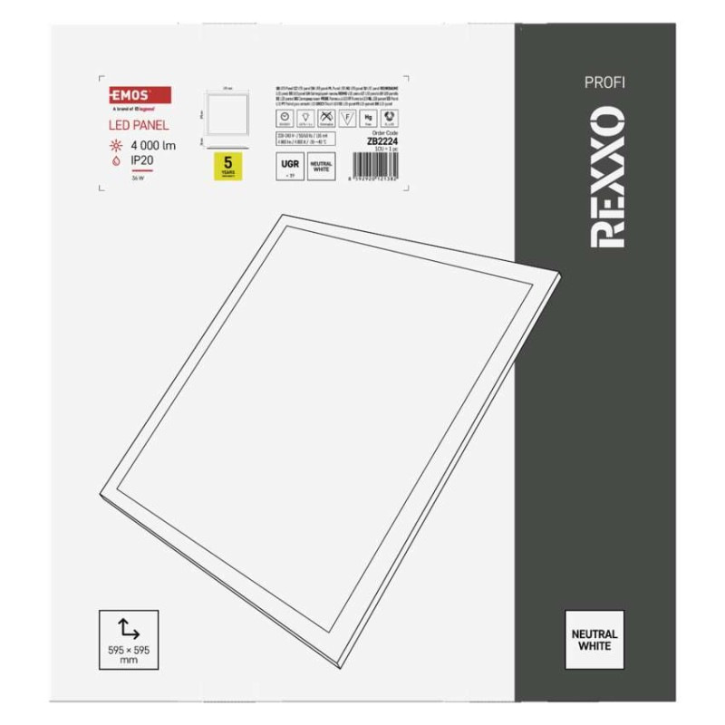 LED Panel 600x600 36W 4000K UGR 4000lm backlit REXXO EMOS 8