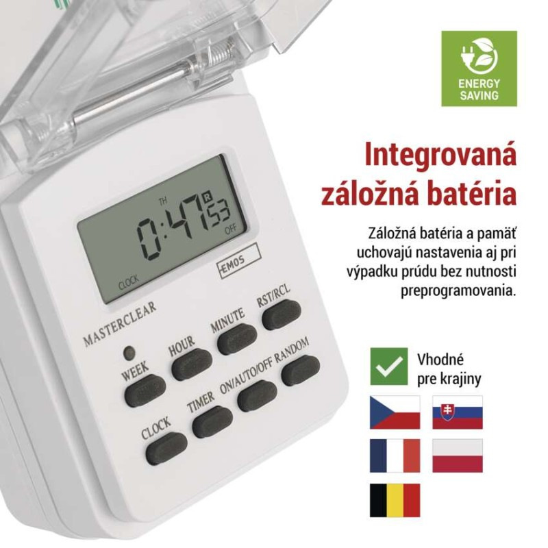 Spínacia zásuvka digitálna IP44 vonkajšia P5507N 4