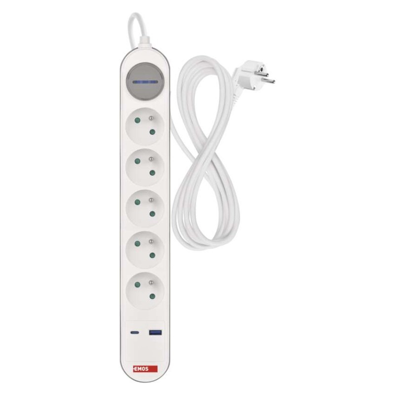 PRODLUŽKA 5Z 3M S VYP.1,5MM+USB A+C FAST