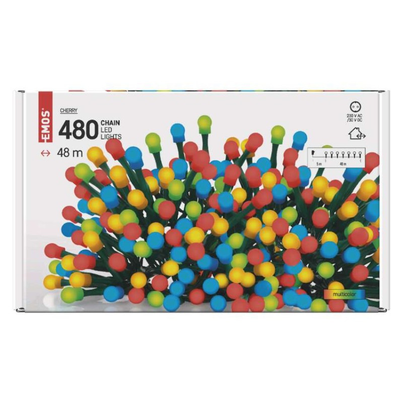 VIANOCE Reťaz CHERRY 480LED 48m IP44 D5AM07 multicolor EMOS 7