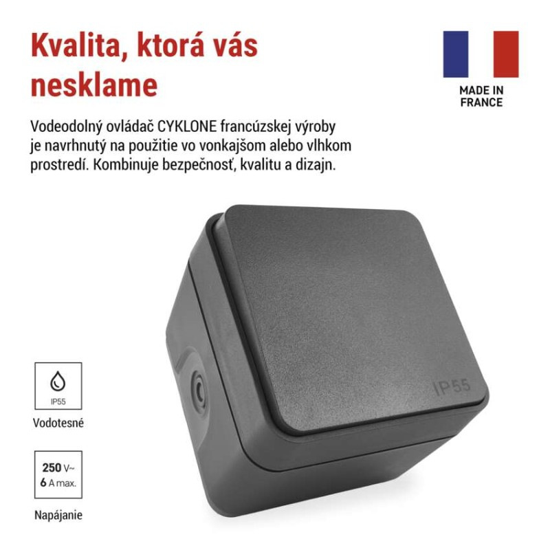 EMOS CYKLONE OVLÁDAČ TLAČÍTKOVÝ 1/0 IP55 1