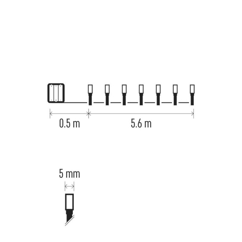 VIANOCE reťaz 80LED 5,6M IP44, 3xAA, studená biela D4FC02 2
