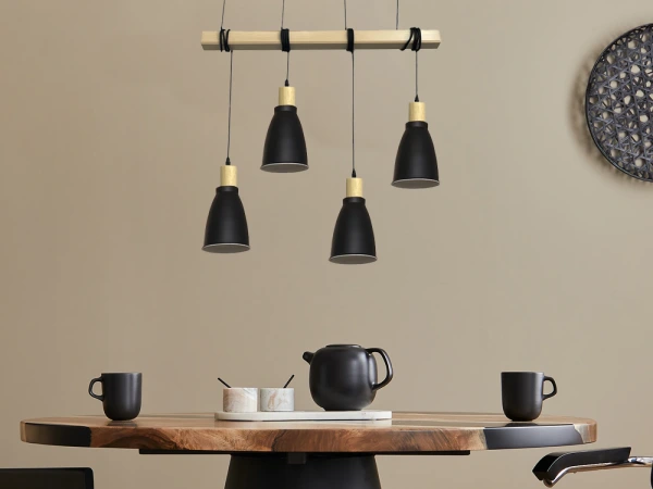 Závesné čierne kovové svietidlo 4 x E27 - ME0013-3
