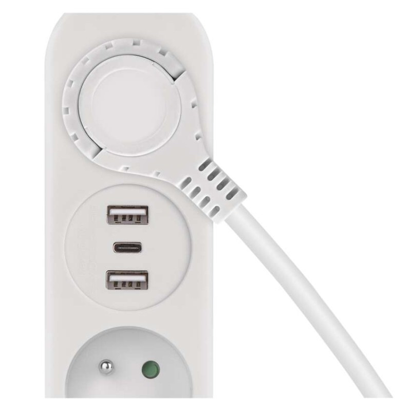 Kábel predlžovací 2Z 1,4m+2xUSB-A+1xUSB-C P0211E 6