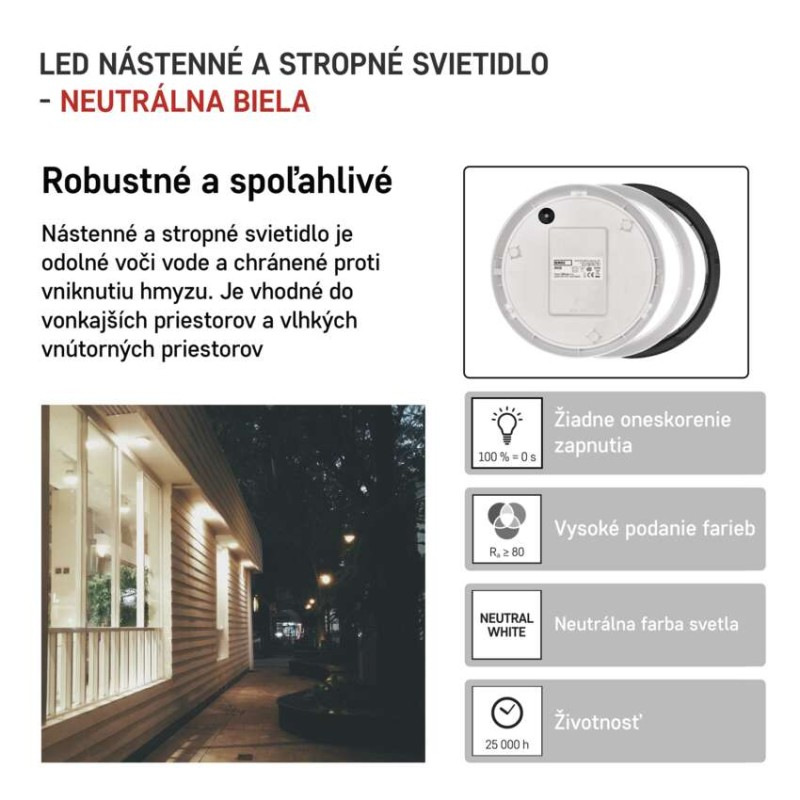 SVIETIDLO LED prisadené kruh čierna/biela 14 W IP54 NW  ZM3230 4