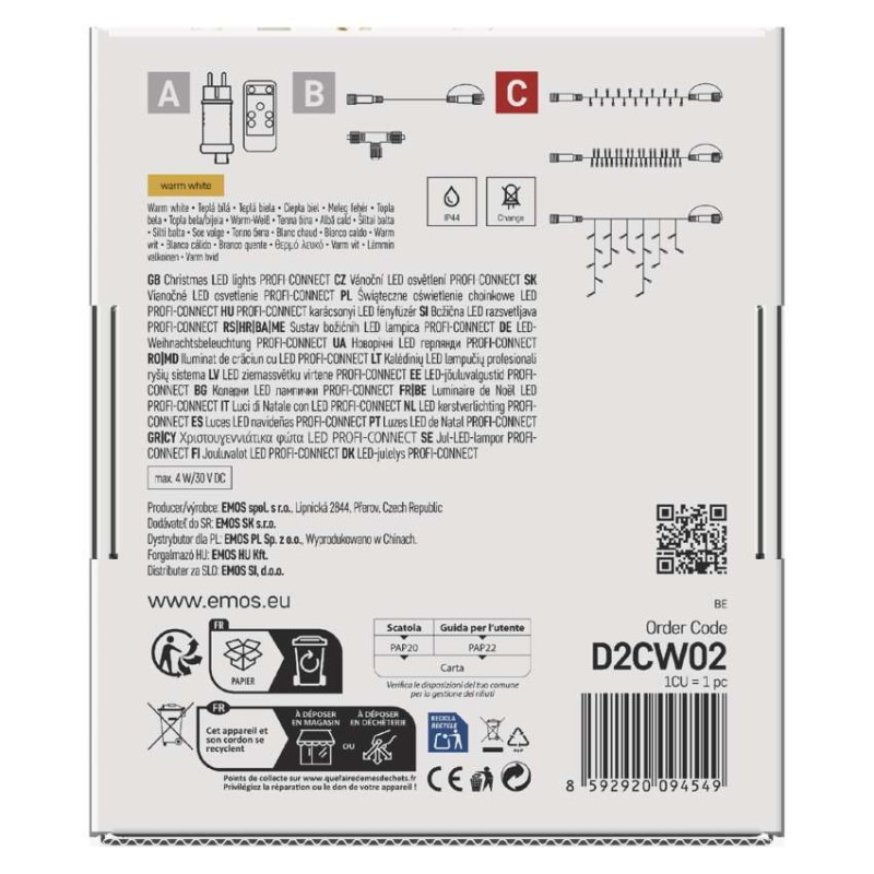 Řetěz rampouchy 50LED 3M-WHITE IP44 WW 13