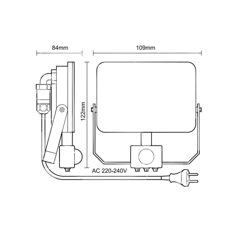 Vonkajší čierny LED reflektor so senzorom 10W / 4000K - LF7021S 11
