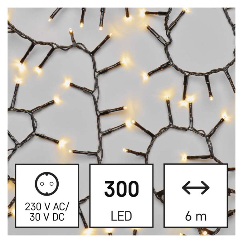 VIANOCE Reťaz ježko 6m D4BW04 teplá biela časovač 300-LED 1