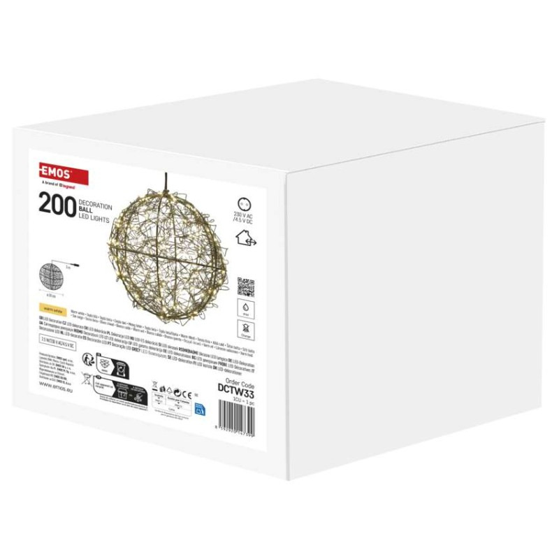 200LED BLACK METAL BALL IP44 FLASH WW 2