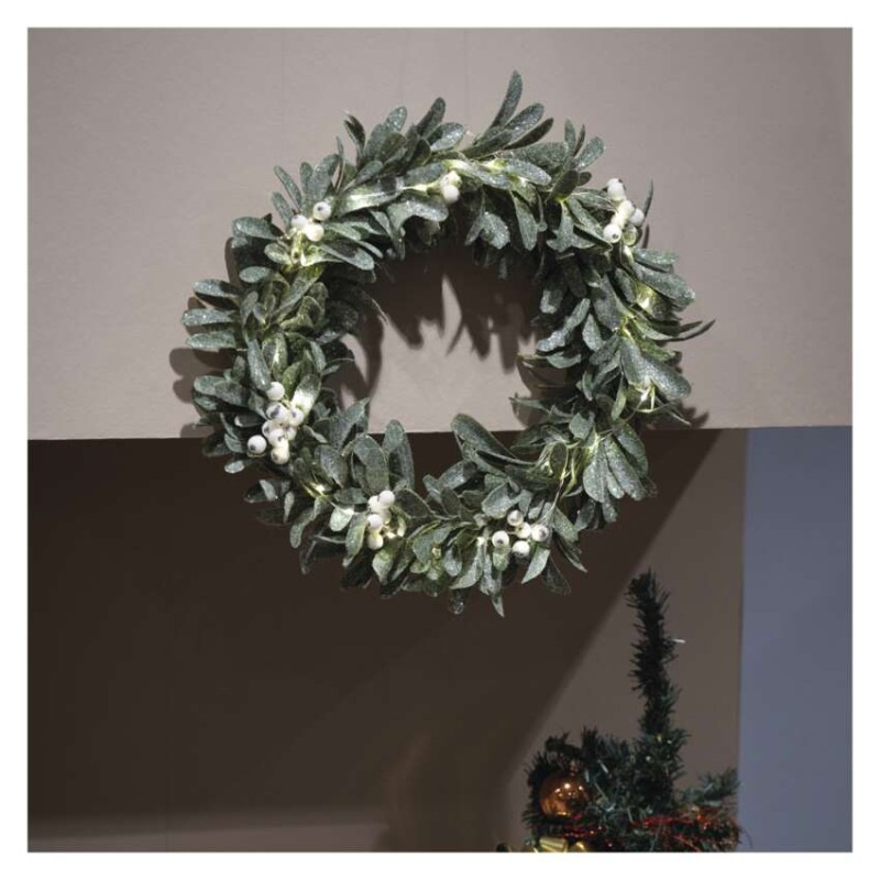 25LED MISTLETOE WREATH 3AA WW 5