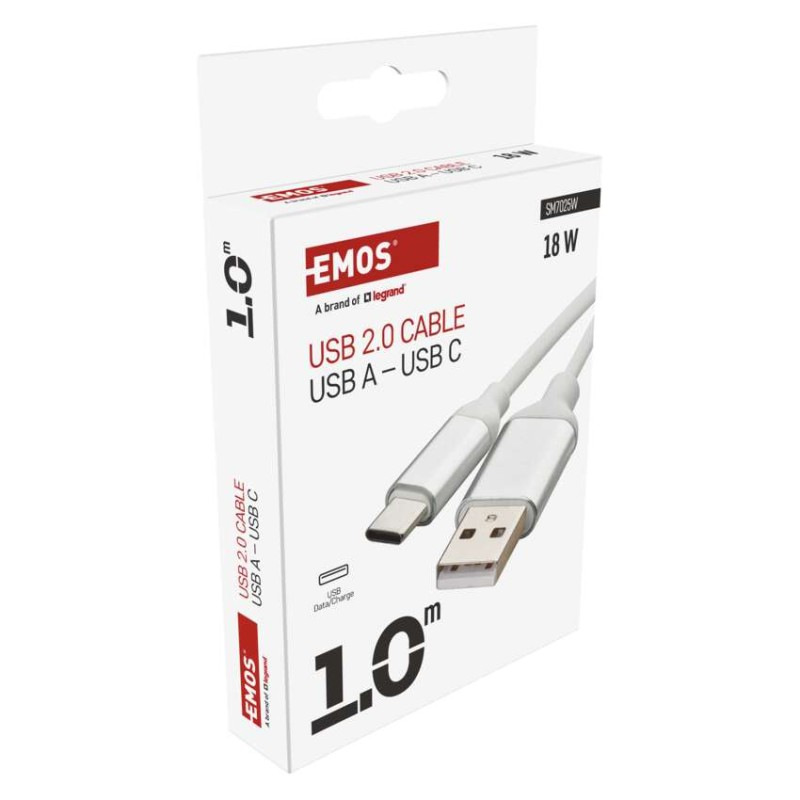 Kábel USB kábel 2.0 A/M - C/M 1m biely SM7025W EMOS 5