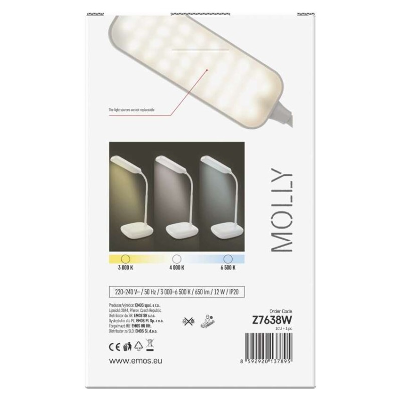 LED STOLNÍ LAMPA MOLLY BÍLÁ 10
