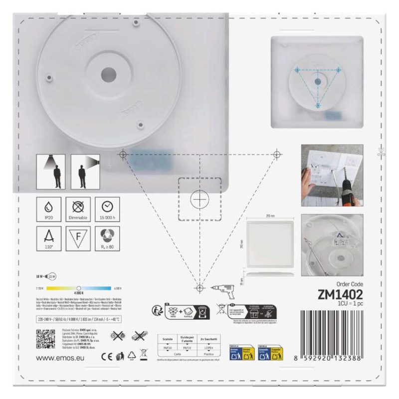LED SVÍTIDLO FLORI PŘ.Č 18W 1800LM NW IP 14