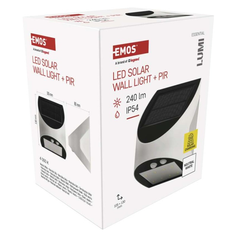 LED SOLARNÍ SVITIDLO LUMI 240LM IP54 NW 10