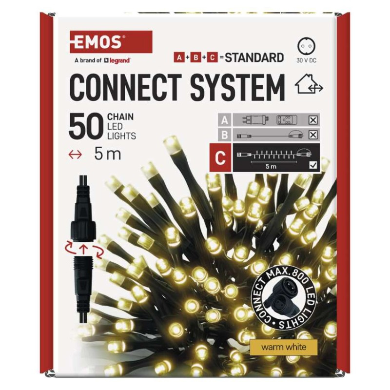 Standard vánoční řetěz 50LED 5M IP44 WW 13