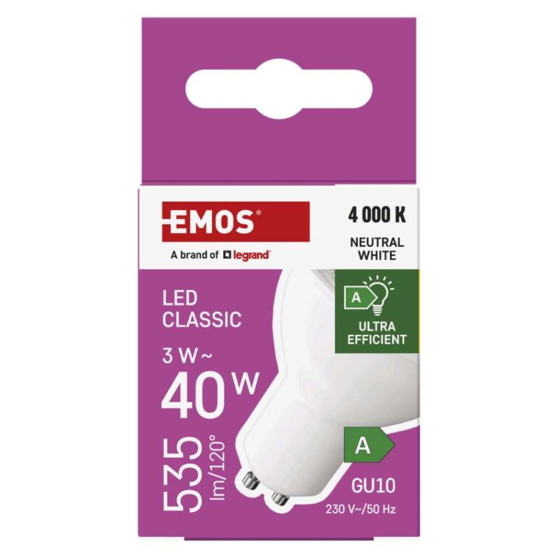 LED CLS MR16 3W(40W) 535lm GU10 NW A CLA 8