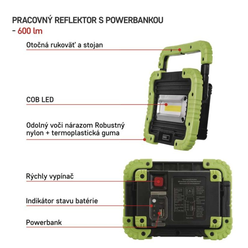 LED NABÍJECÍ PRACOVNÍ REFLEKTOR 5W COB 1