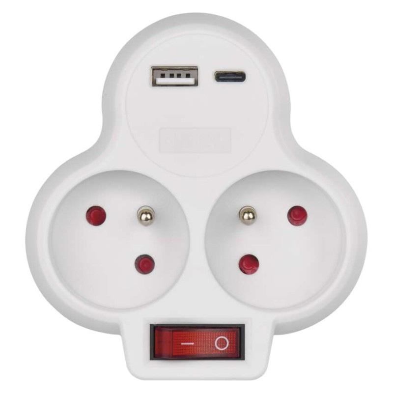ZÁSUVKA ROZBOČOVACÍ 2×, VYP., 1×USB-A+1× 1