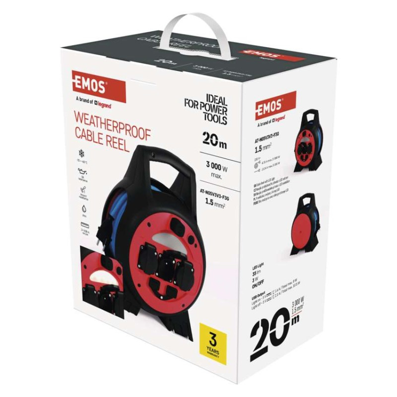 BUBEN 3Z S USB A LED SVĚTLEM 20M 1,5MM N 1