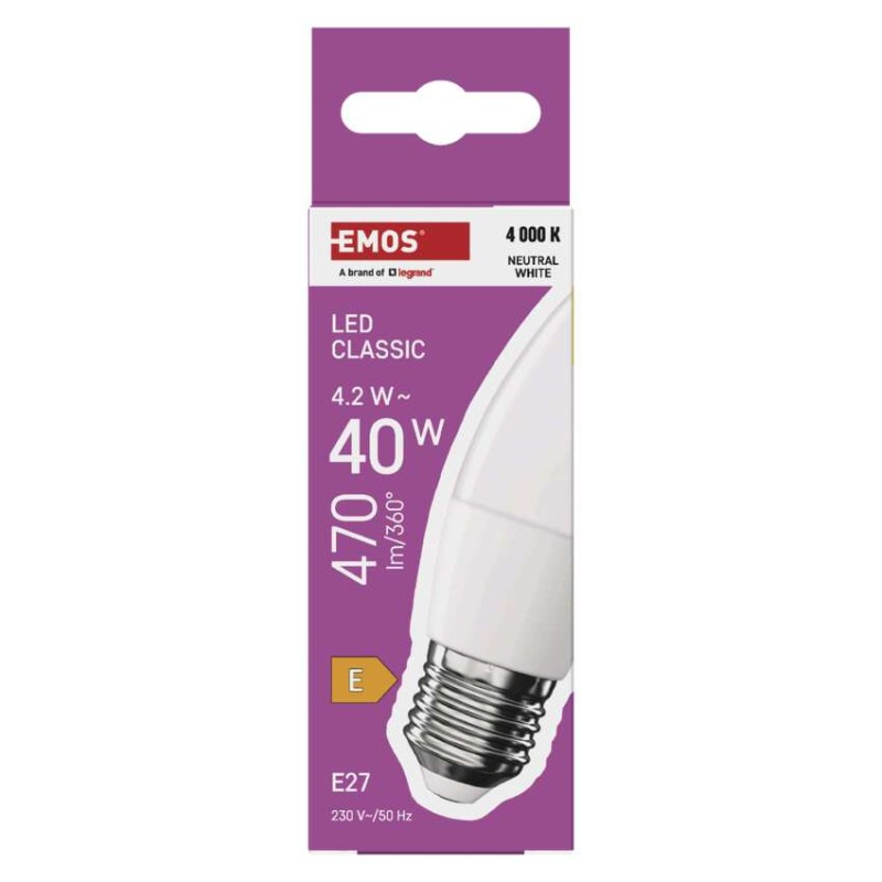 LED CLS CANDLE 4,2W(40W) 470lm E27 NW 6