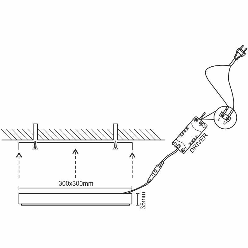 LED prisadený panel 24W / PSSF / SMD / 4000K / WH - LPL425 4