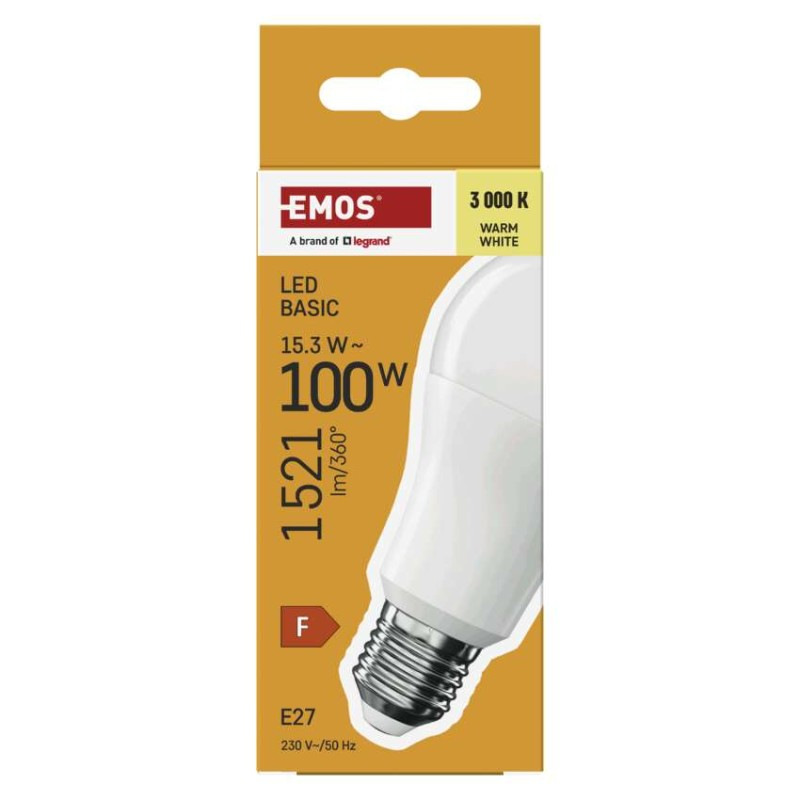 LED BASIC A60 15,3W(100W) 1521lm E27 WW 6