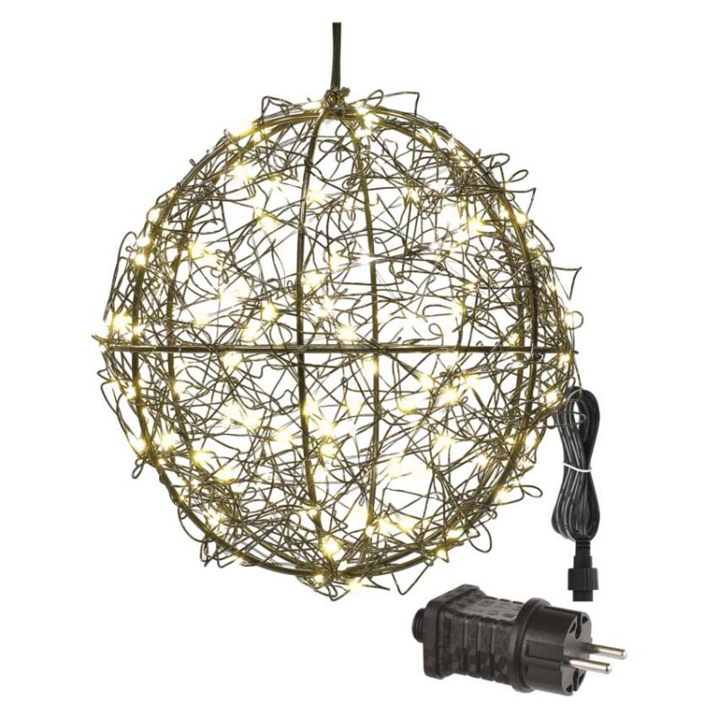 200LED BLACK METAL BALL IP44 FLASH WW 9