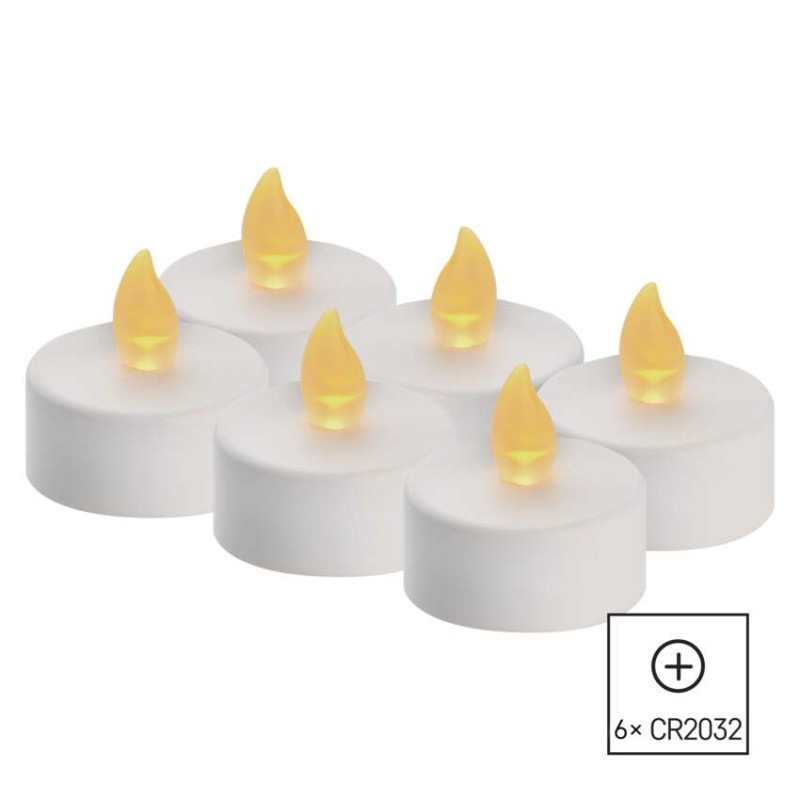 VIANOCE ĆAJOVÉ SVIEČKY SADA 6KS BIELE 6x1LED  DCCV11 5
